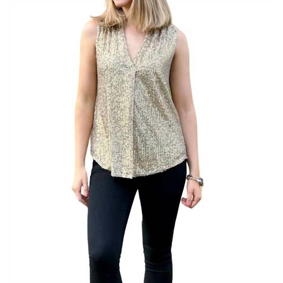 NEW HANNAH & GRACIE sleeveless sequin top in gold - Picture 1 of 1